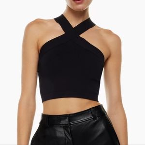 Plum Aritzia sculpt criss cross top